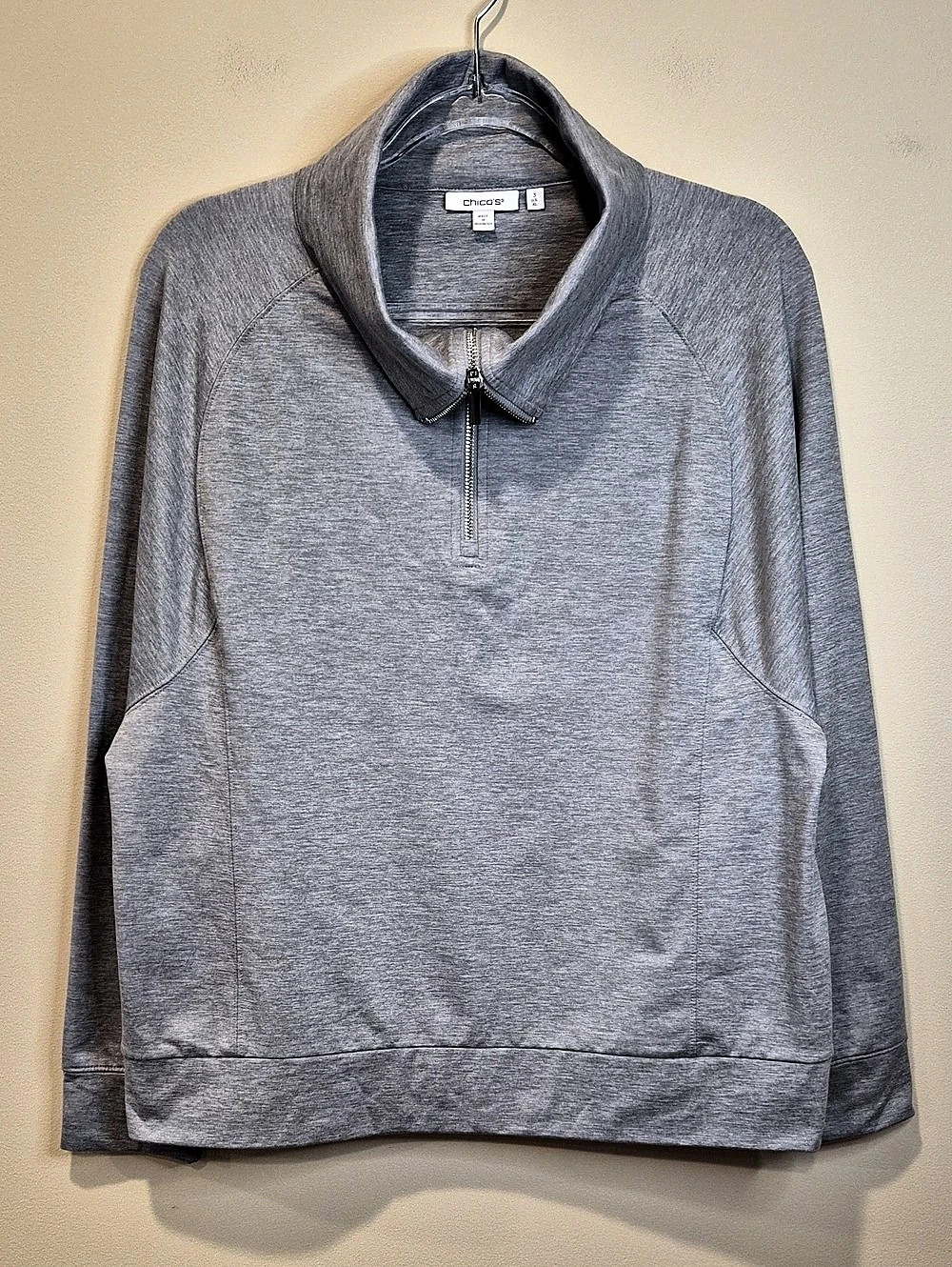 Chico's Gray Quarter-Zip Pullover Size XL Like New
